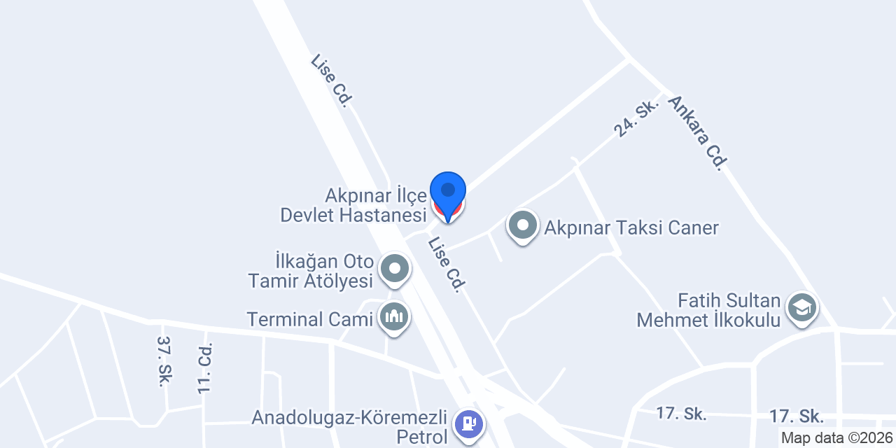 Akpınar İlçe Devlet Hastanesi konumu