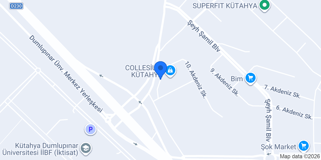 Milklac - Kütahya Collesium konumu