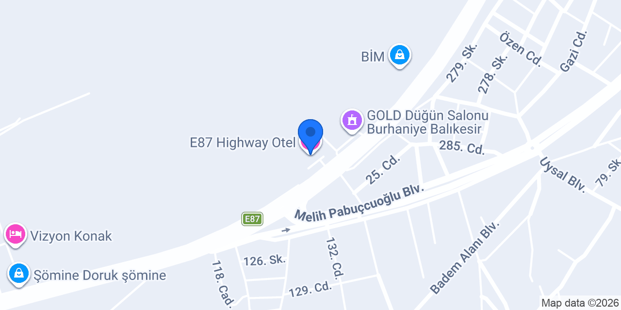 E87 Highway Otel konumu