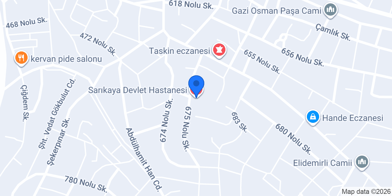 Sarıkaya Devlet Hastanesi konumu