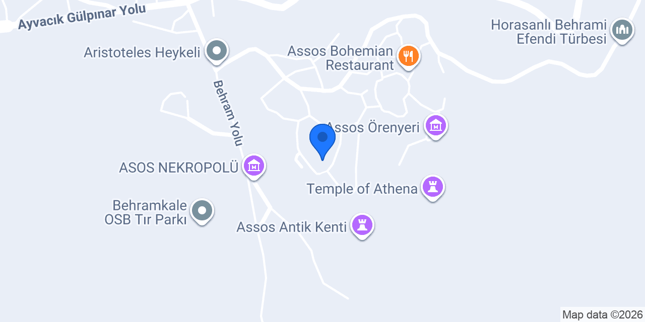 Assos Akropol Pansiyon konumu