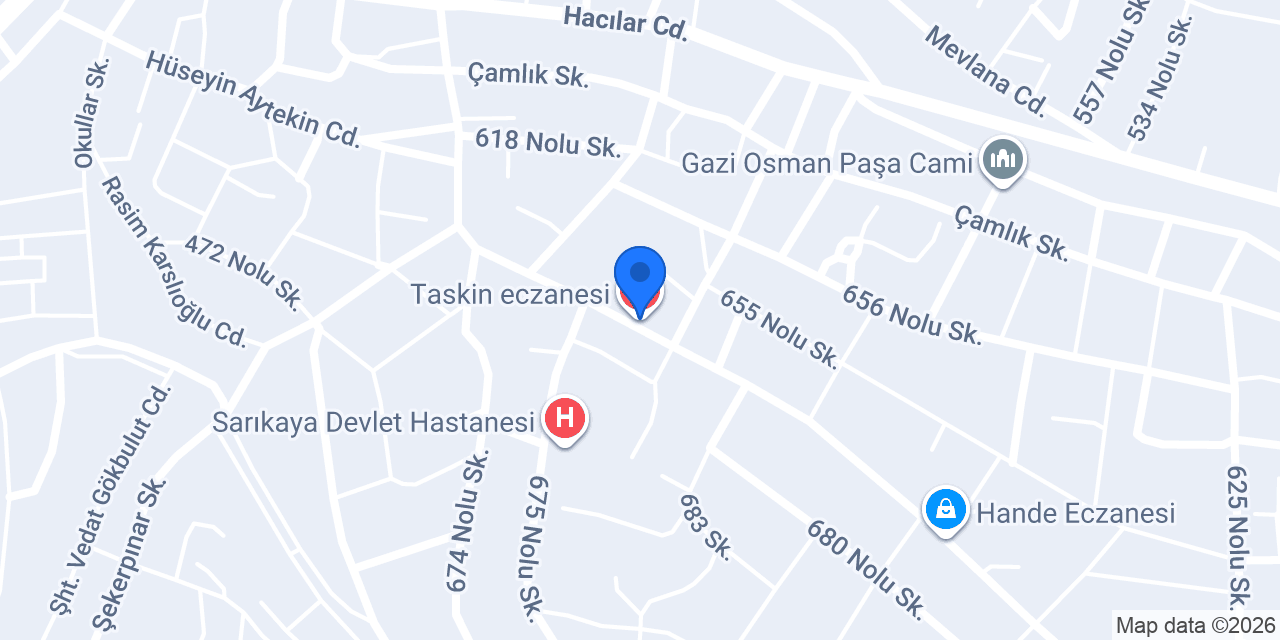 Taskin eczanesi konumu