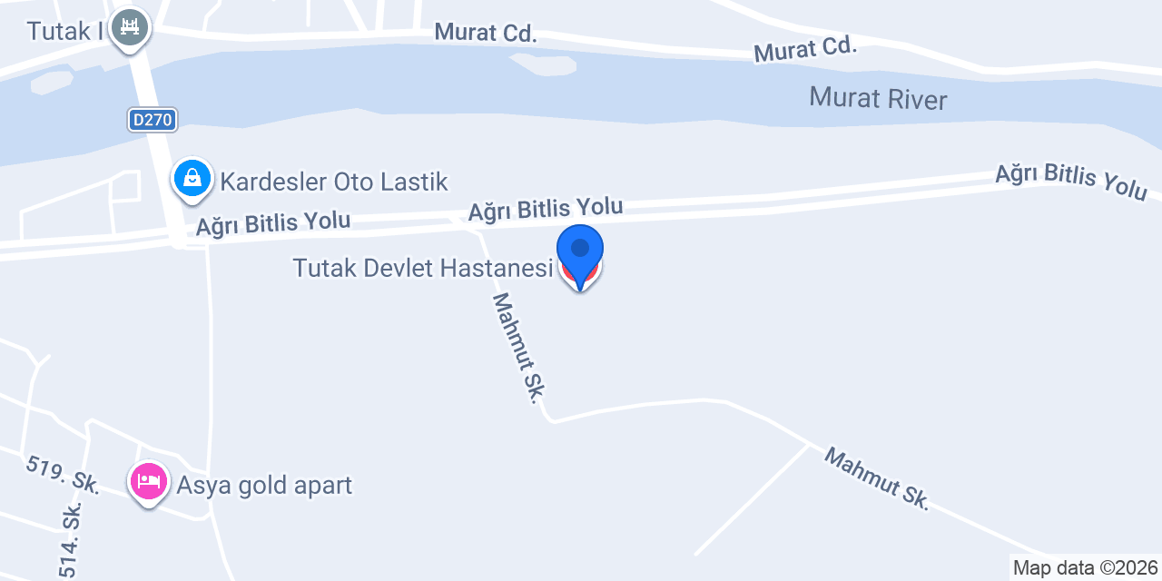 Tutak Devlet Hastanesi konumu