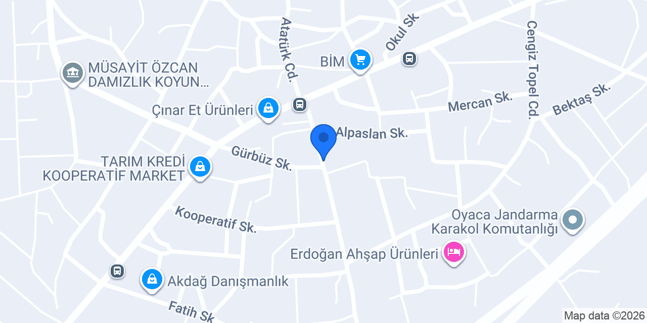 Yalçın Ticaret Oyaca konumu