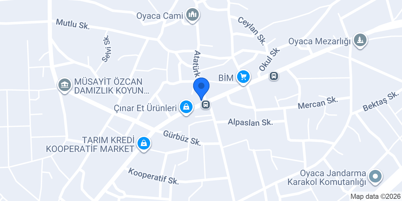 Oyaca halk pazarı konumu