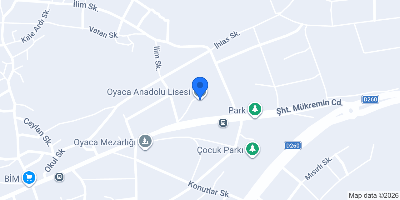Oyaca Anadolu Lisesi konumu