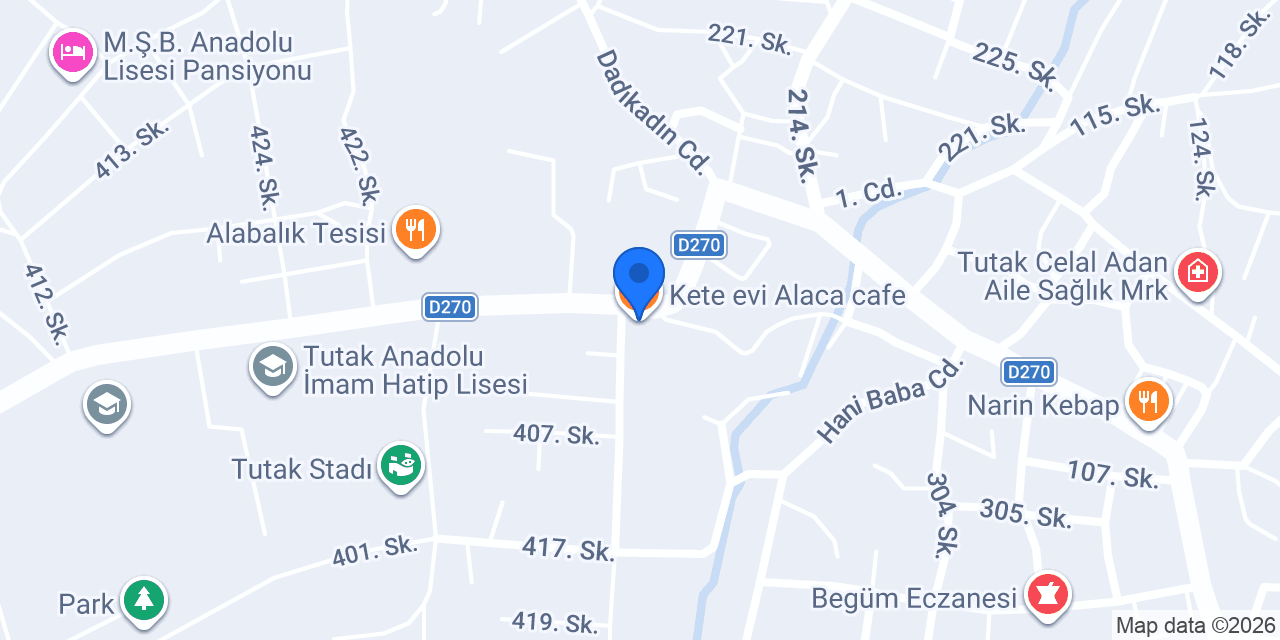 Kete evi Alaca cafe konumu
