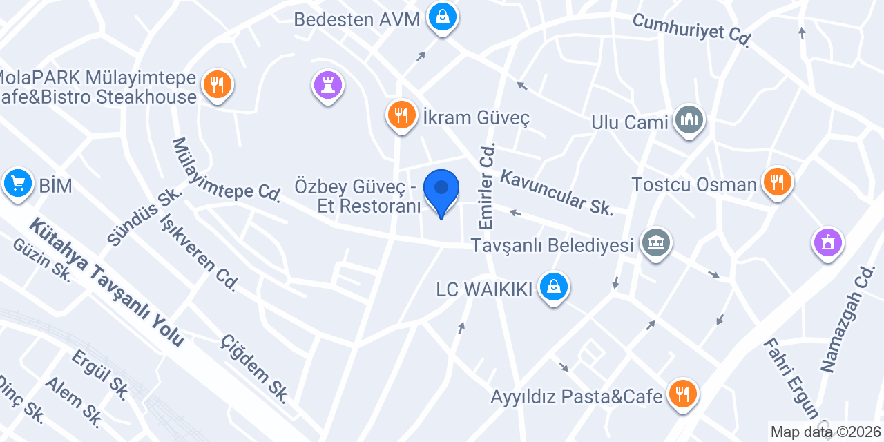 Özbey Güveç - Et Restoranı konumu