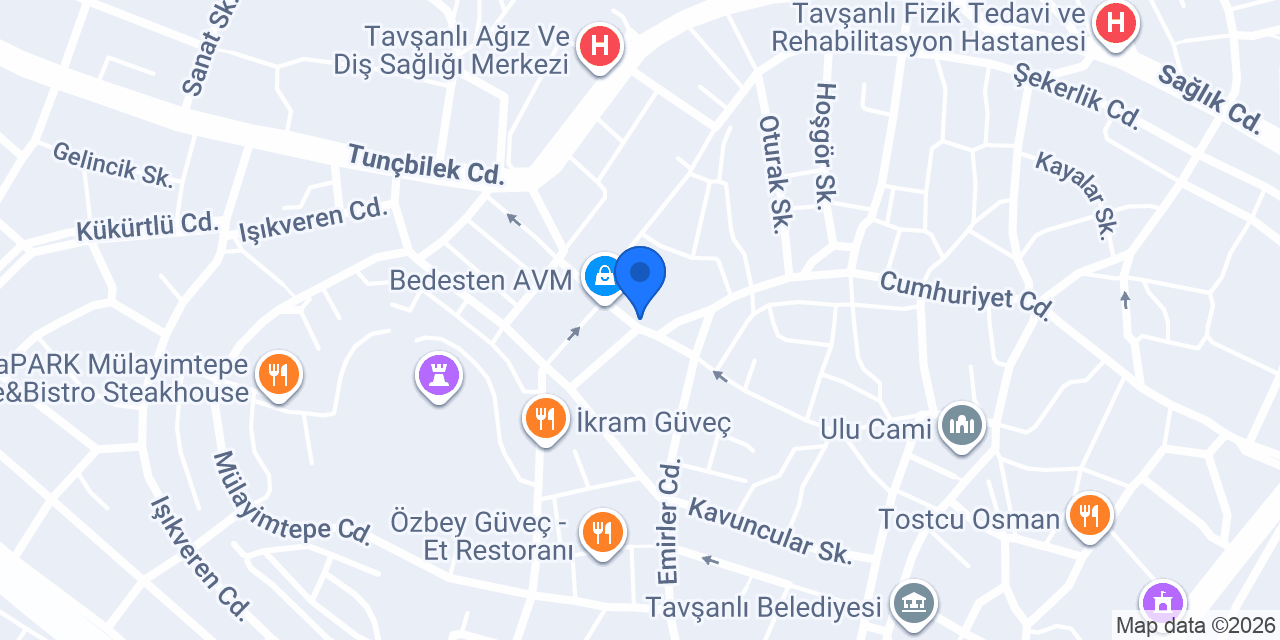 ebebek Kütahya Tavşanlı Mini AVM konumu