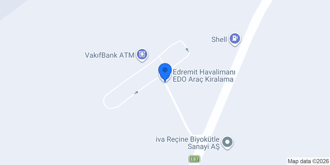 Edremit Havalimanı EDO Araç Kiralama konumu
