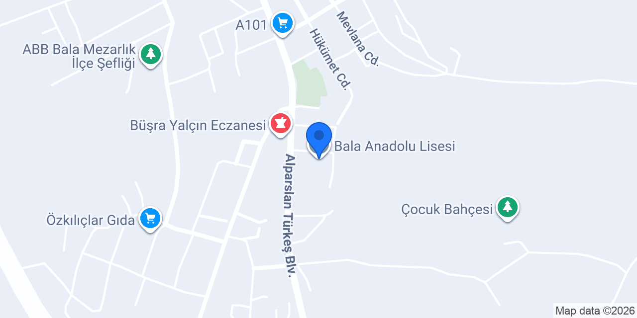 Bala Anadolu Lisesi konumu