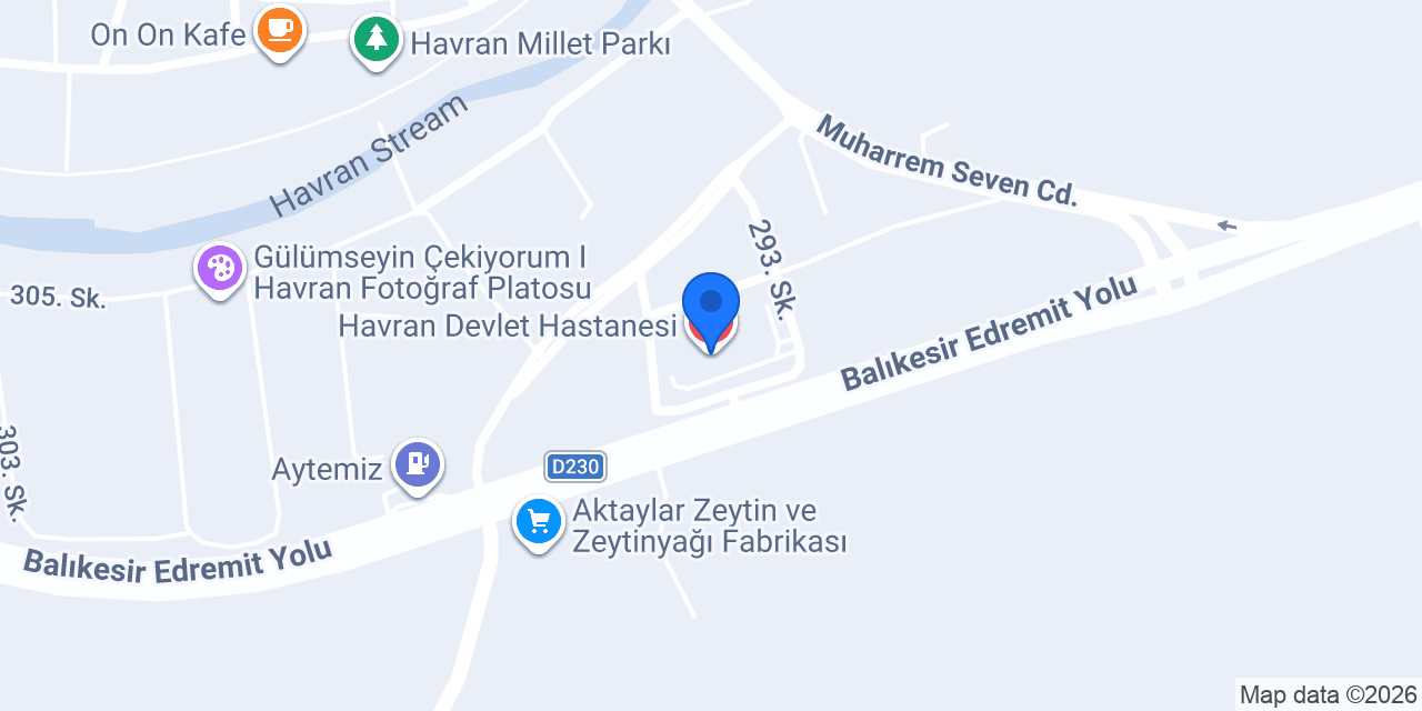 Havran Devlet Hastanesi konumu