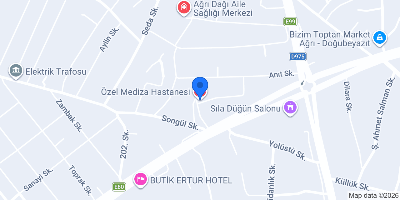 Özel Mediza Hastanesi konumu