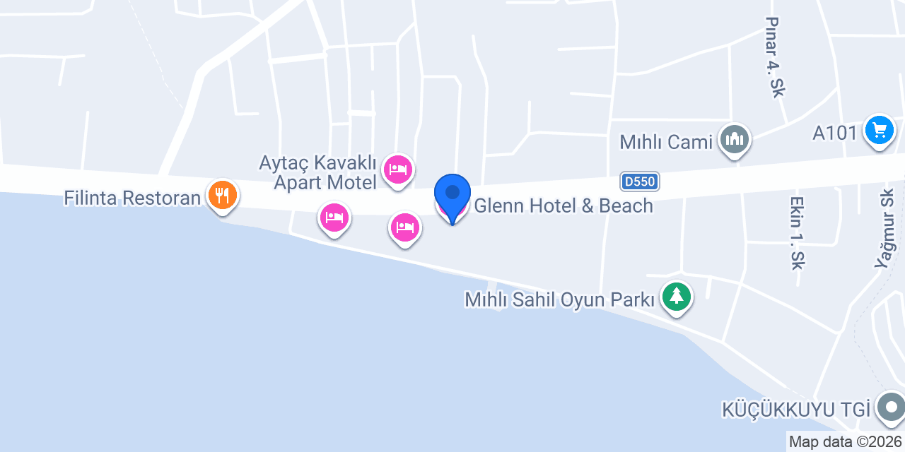 Glenn Hotel & Beach konumu