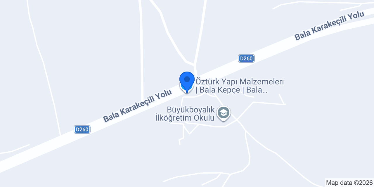 Öztürk Yapı Malzemeleri | Bala Kepçe | Bala Çimento | Bala Beton | Bala Kiremit konumu