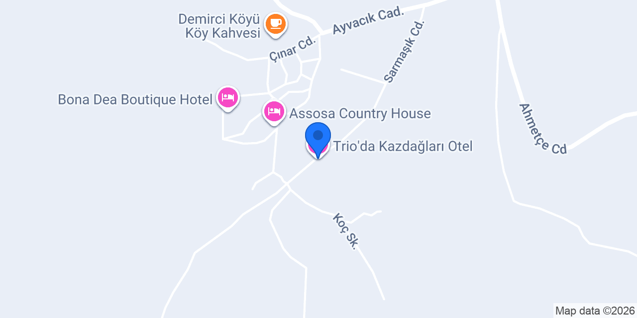 Trio'da Kazdağları Otel konumu