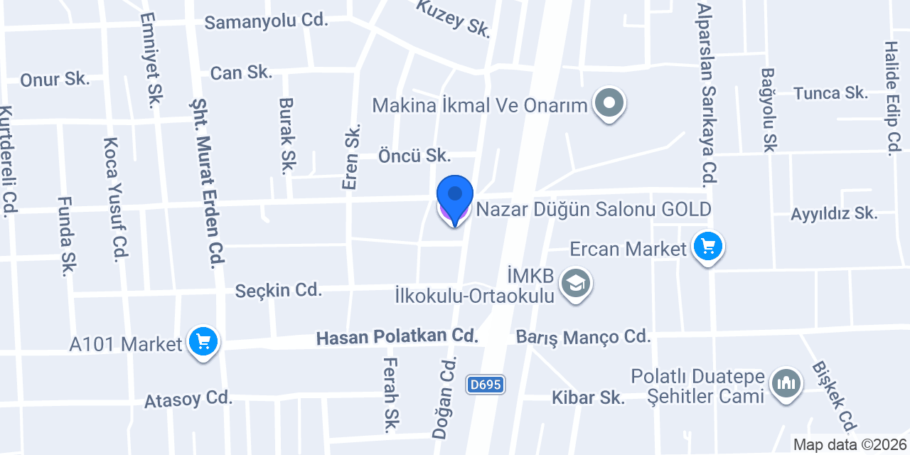 Nazar Düğün Salonu ELİT konumu