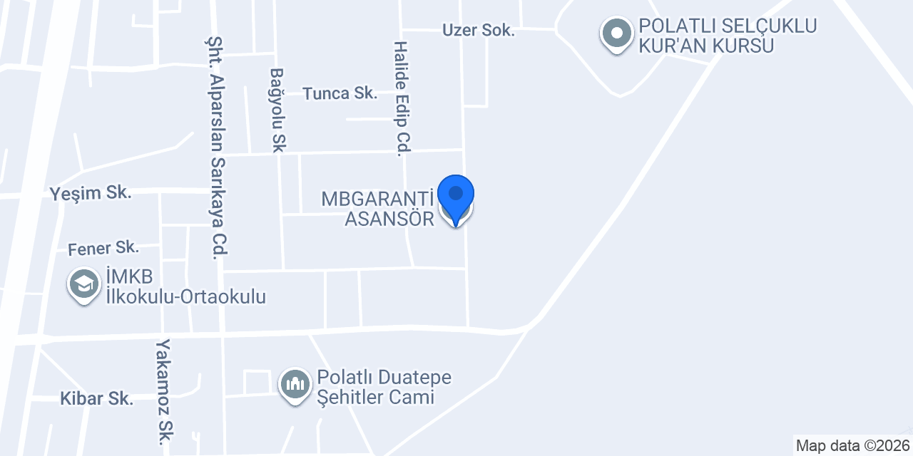 MBGARANTİ ASANSÖR konumu