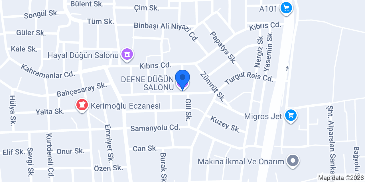 DEFNE DÜĞÜN SALONU konumu