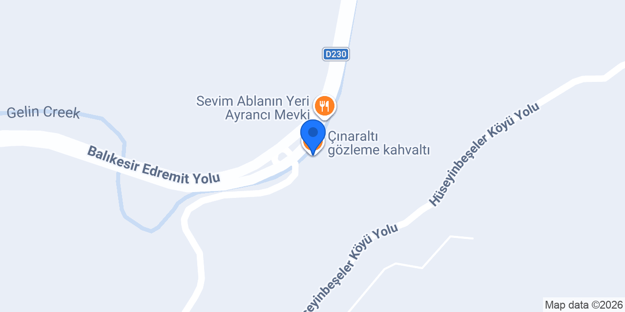 Çınaraltı gözleme kahvaltı konumu