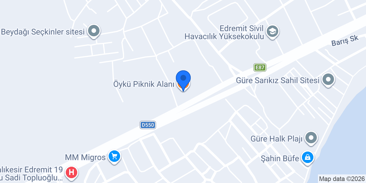 Öykü Piknik Alanı konumu