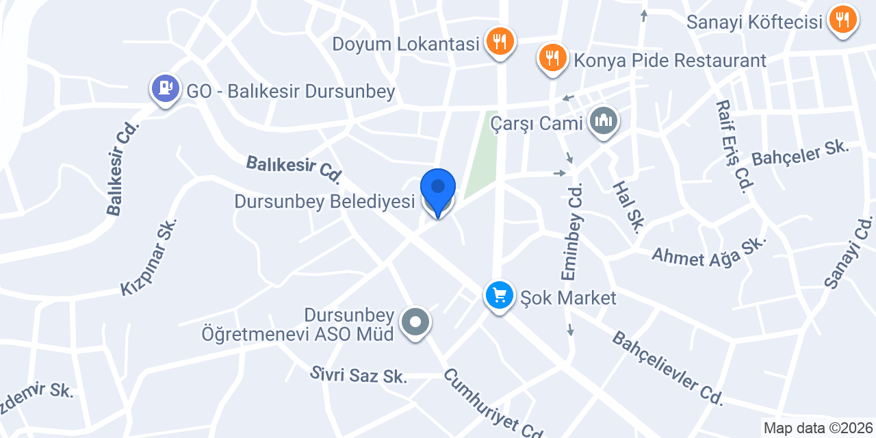 Dursunbey Belediyesi konumu