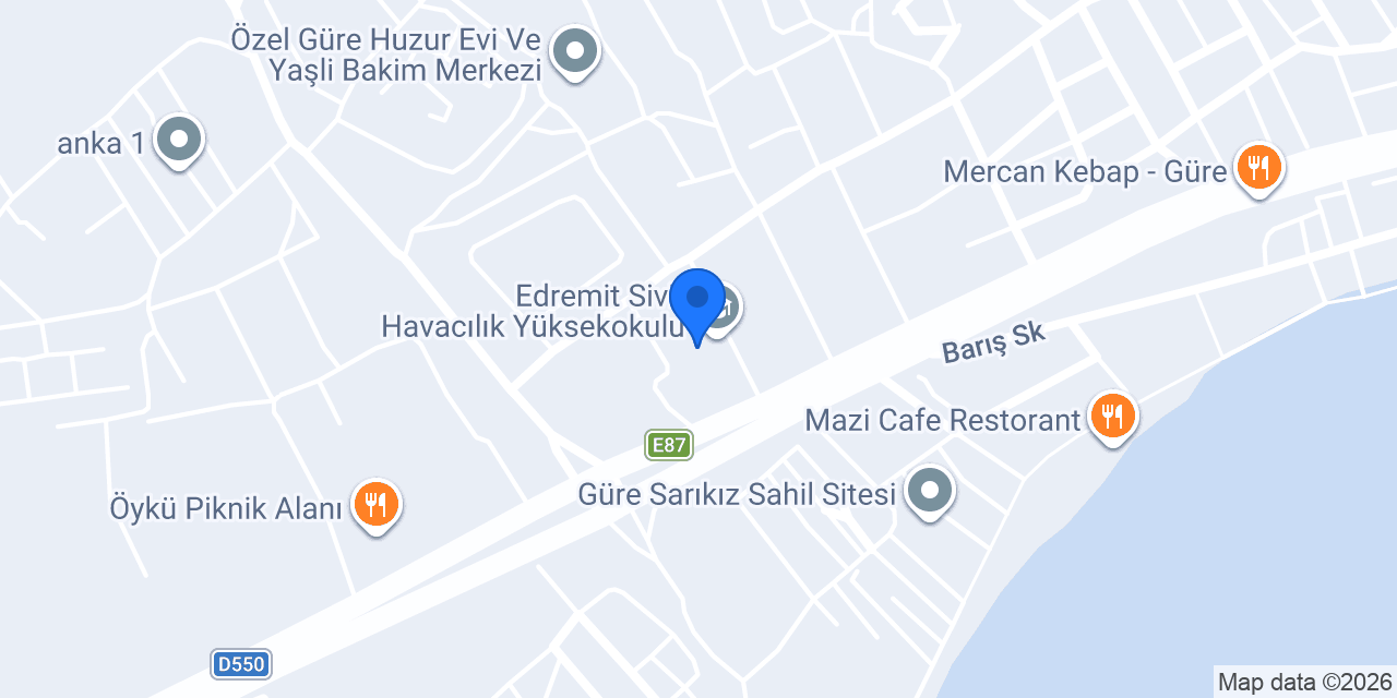 Edremit Sivil Havacılık Yüksekokulu konumu