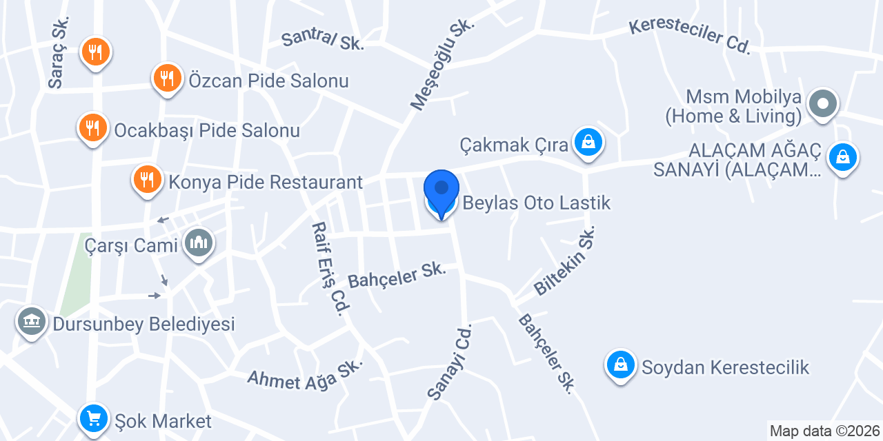 Beylas Oto Lastik konumu
