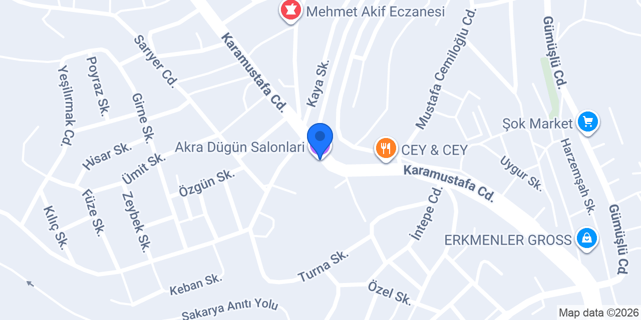 Akra Dügün Salonlari konumu
