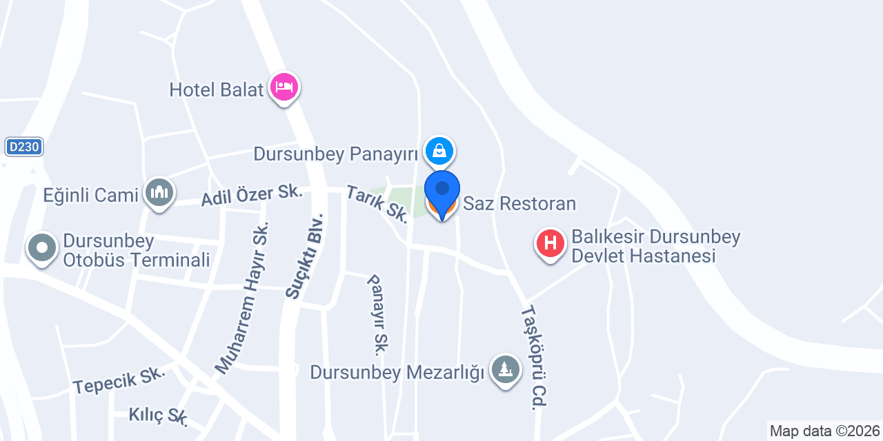 Saz Restoran konumu
