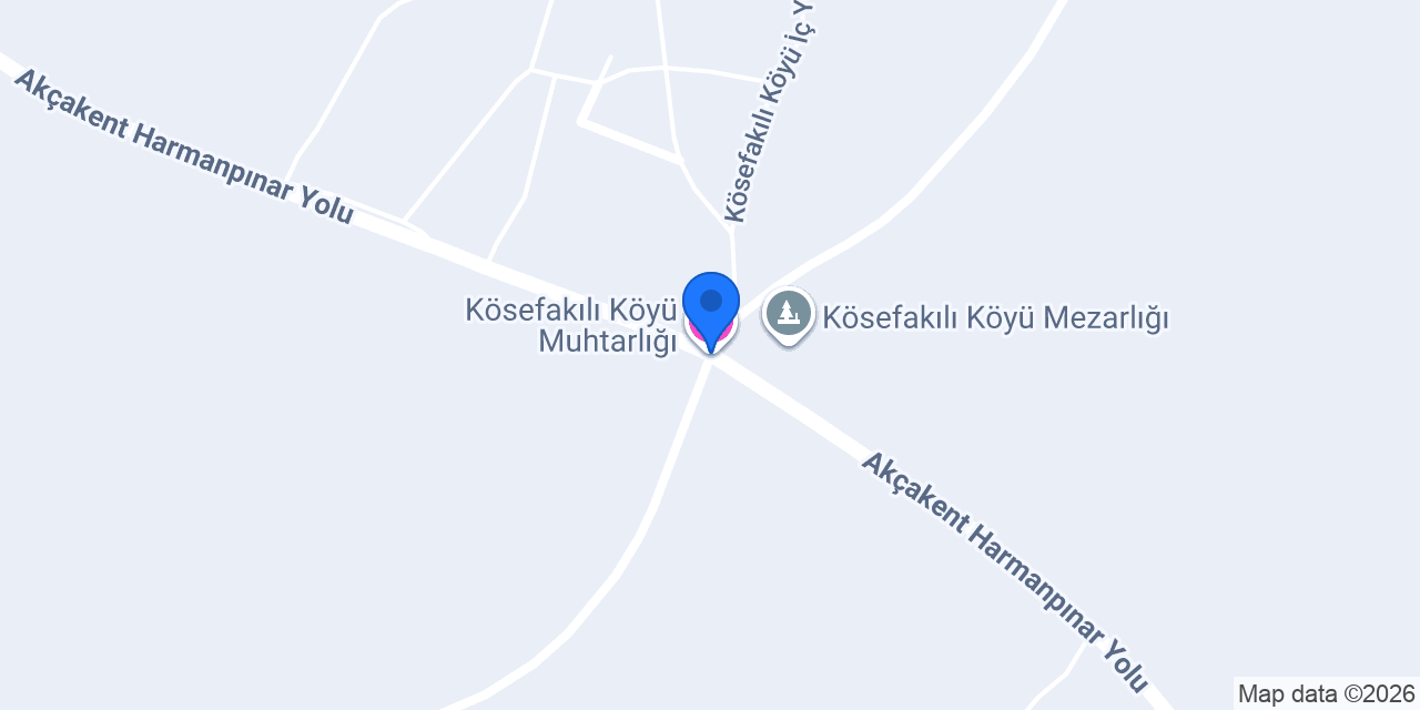 Kösefakılı Köyü Muhtarlığı konumu