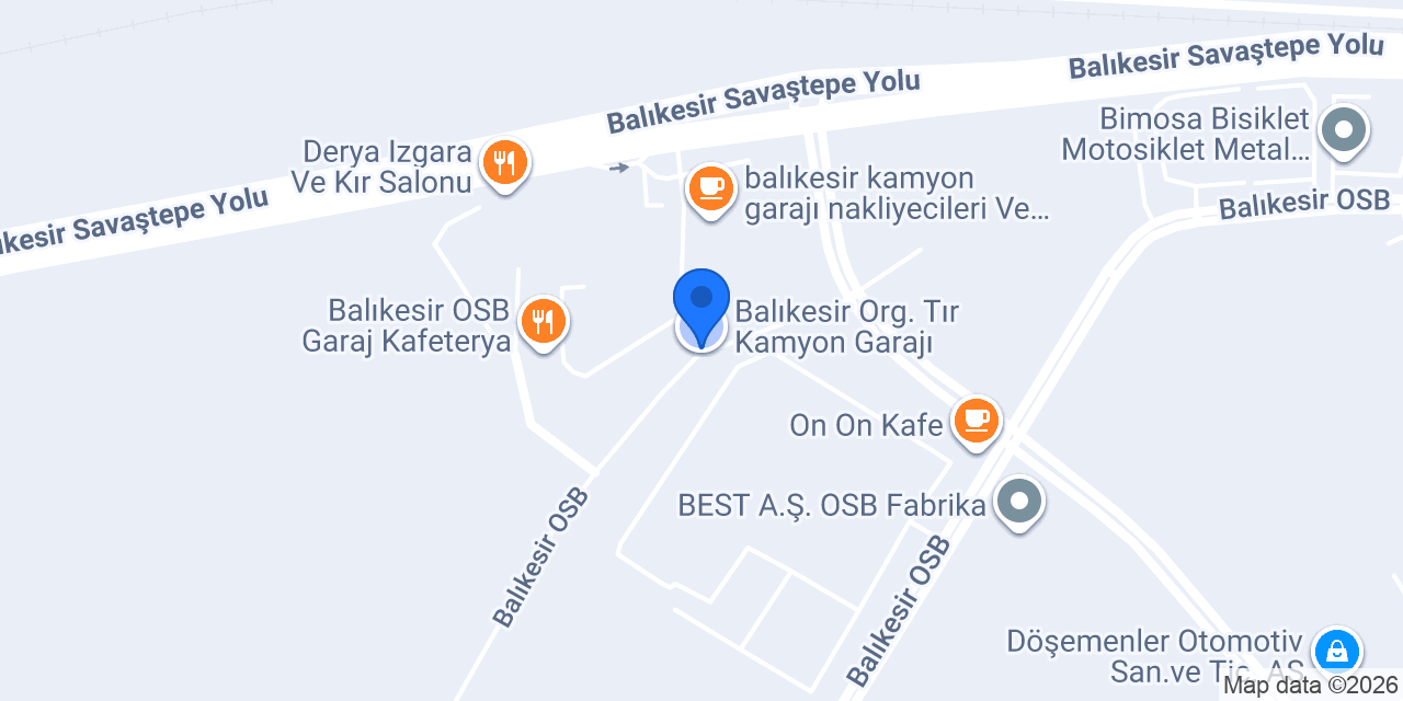 Balıkesir Org. Tır Kamyon Garajı konumu