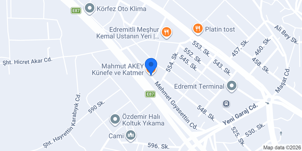 Mahmut AKEY Künefe ve Katmer konumu
