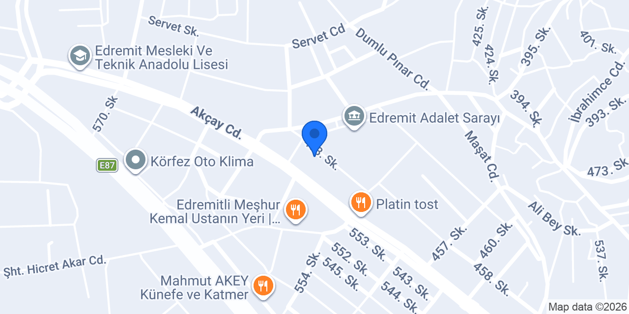 Avukat Cemal Orhan Polat - Edremit Ceza Avukatı - Edremit Boşanma Avukatı - Gayrimenkul, Kira Avukatı - Miras Avukatı konumu