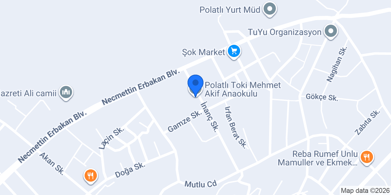 Polatlı Toki Mehmet Akif Anaokulu konumu