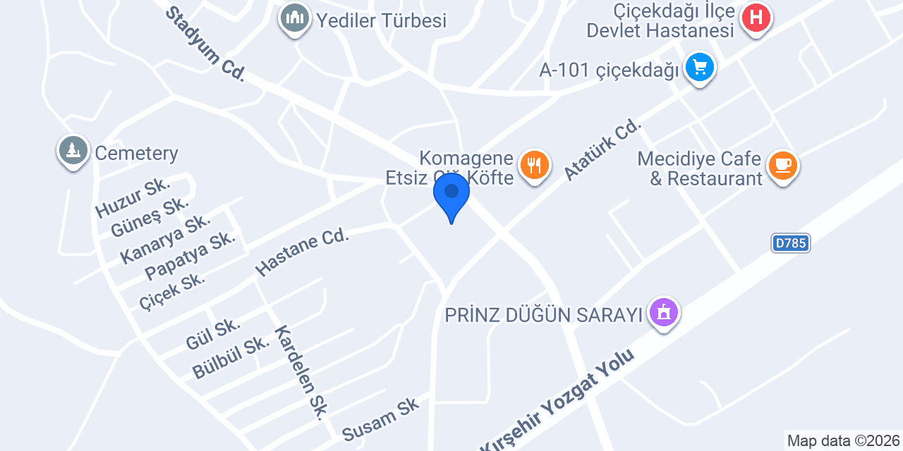 Çiçekdağı İlçe Nüfus Müdürlüğü konumu
