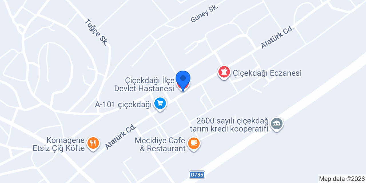 Çiçekdağı İlçe Devlet Hastanesi konumu
