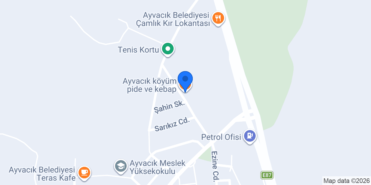 Ayvacık köyüm pide ve kebap konumu