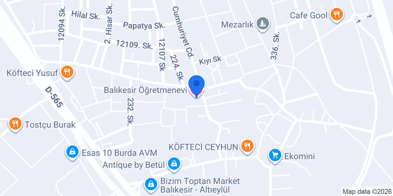 Balıkesir Öğretmenevi konumu