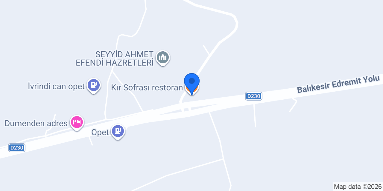 Kır Sofrası restoran konumu