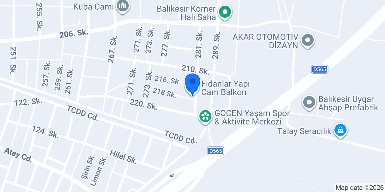 Fidanlar Yapı Cam Balkon konumu