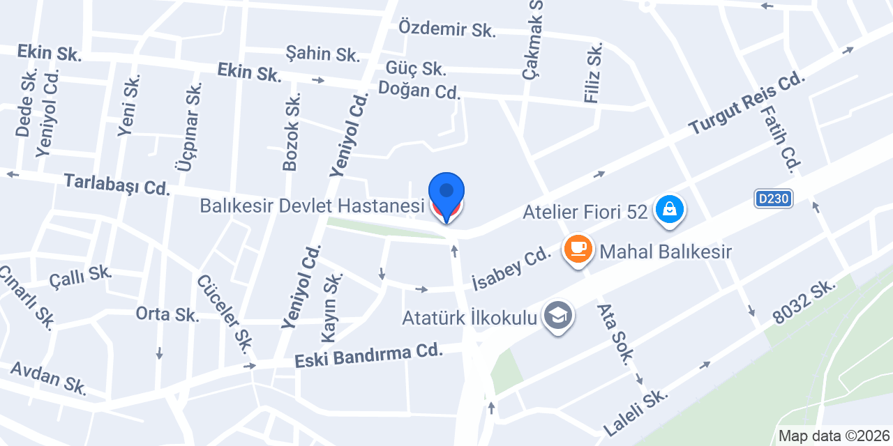 Balıkesir Devlet Hastanesi konumu