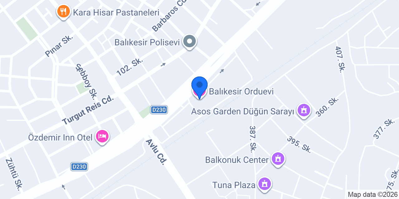 Balıkesir Orduevi konumu