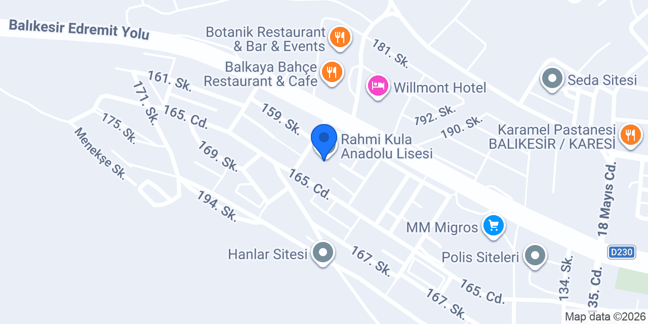 Rahmi Kula Anadolu Lisesi konumu