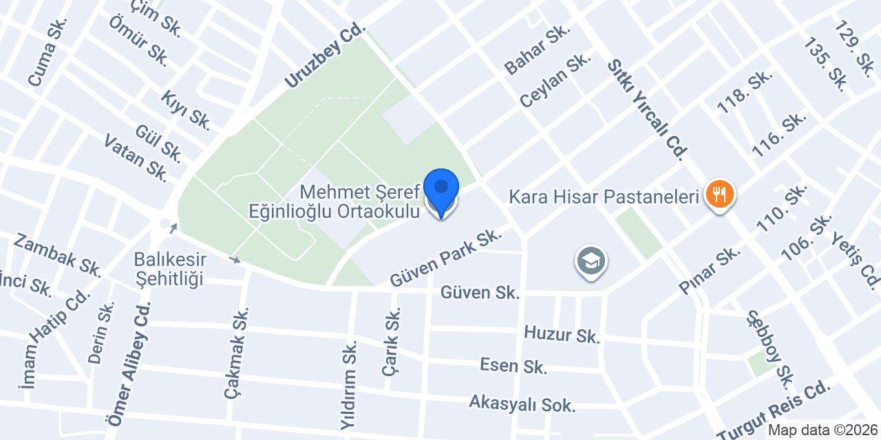 Mehmet Şeref Eğinlioğlu Ortaokulu konumu