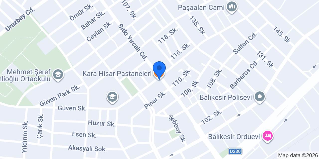 Kara Hisar Pastaneleri konumu
