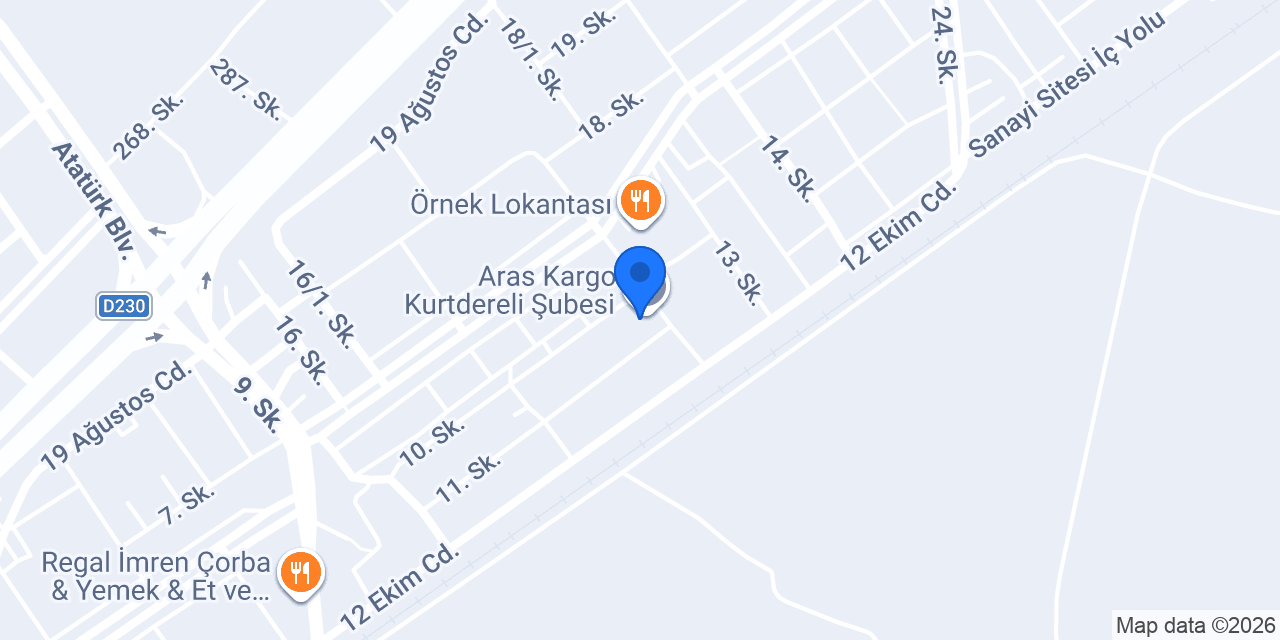 Aras Kargo Kurtdereli Şubesi konumu