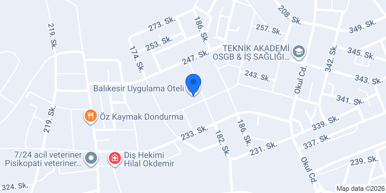 Balıkesir Uygulama Oteli konumu