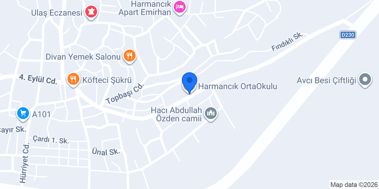 Harmancık OrtaOkulu konumu