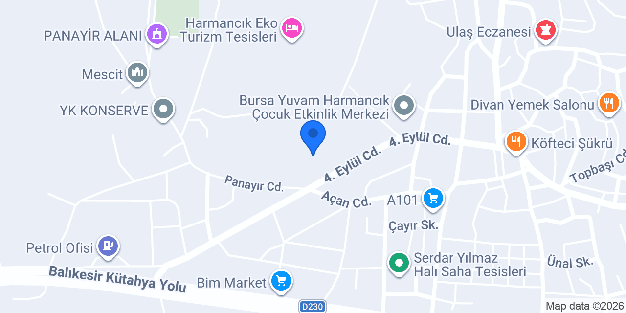 Özel Harmancık Ortaokul Öğrenci Yurdu konumu
